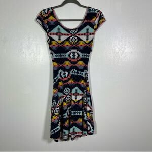 Say What, Tribal Print Circle Dress with Wrap/Cut out back. Size Medium!